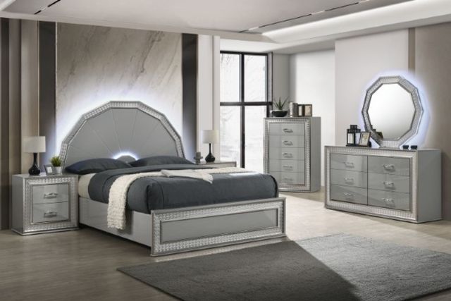 Furniture of America® Cassiopeia 4-Piece Metallic Gray Queen Bedroom Set-2
