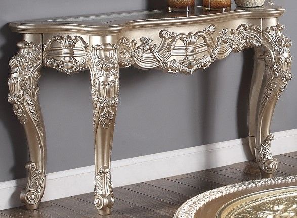 Homey Design Champagne Console Table
