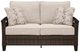 Signature Design by Ashley® Monterey Point Beige/Dark Brown Fabric/Wicker Rattan Outdoor Loveseat-2