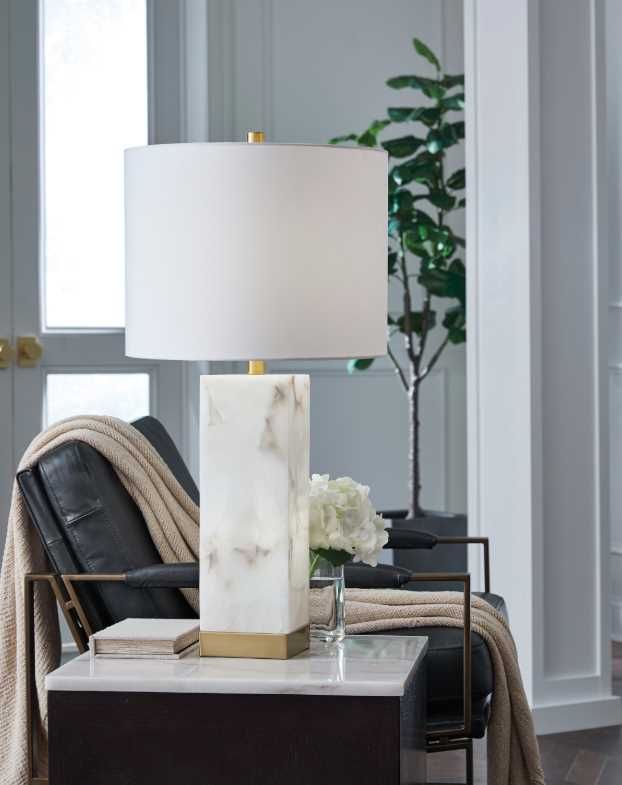 Signature Design by Ashley® Linderfield Gold/White Alabaster Table Lamp-2