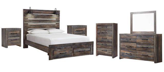 Signature Design by Ashley® Drystan 6-Piece Brown Rustic Queen Storage Bed Set-0