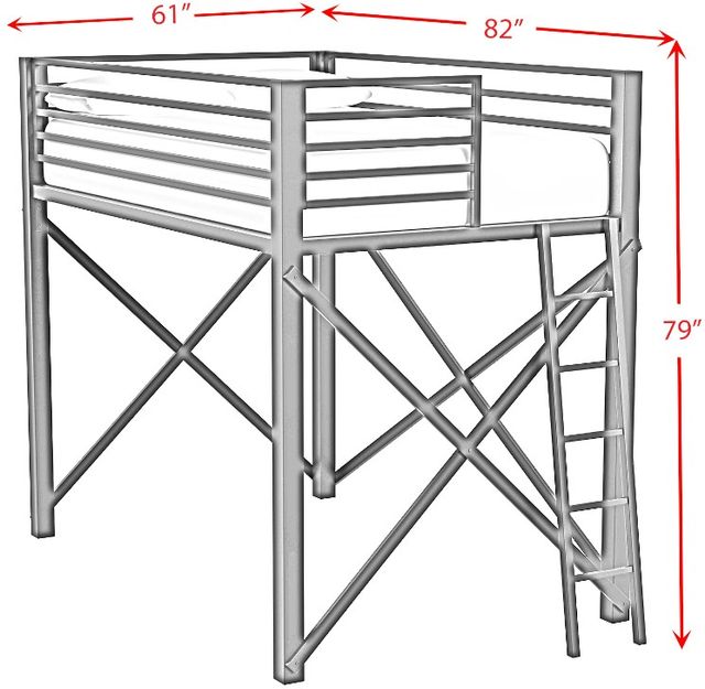 Elements International Talia Black Youth Full Loft Bunk Bed with Ladder-2