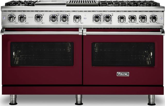 Viking® Professional 5 Series 60" Pro Style Dual Fuel Range-Burgundy-0