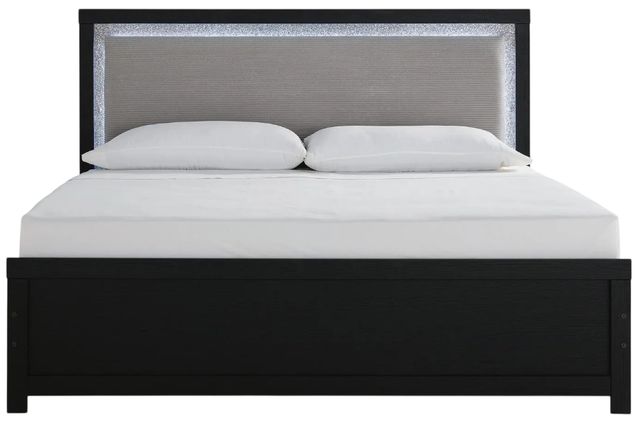 Signature Design by Ashley® Maeling Black King Upholstered Panel Bed-2