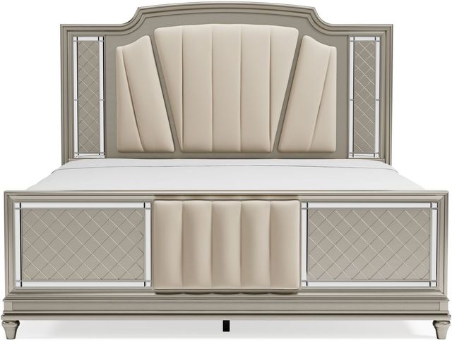 Signature Design by Ashley® Chevanna Platinum King Upholstered Panel Bed-2