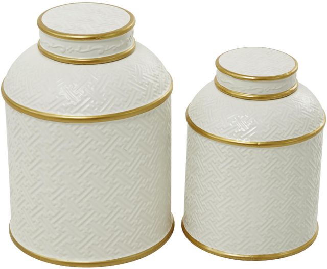 Deco Marche 2-Piece White Decorative Jars Set-2