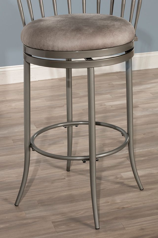 HH2 Home Cortez Pewter Metal Espresso Wood Swivel Counter Stool-3
