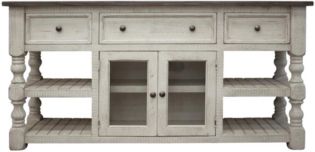 International Furniture Direct Stone Weathered Gray/White 70" TV Stand-2