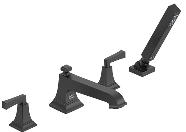 American Standard Town Square® S Matte Black Bathub Faucet with Lever Handles and Personal Shower for Flash® Rough-in Valve-0