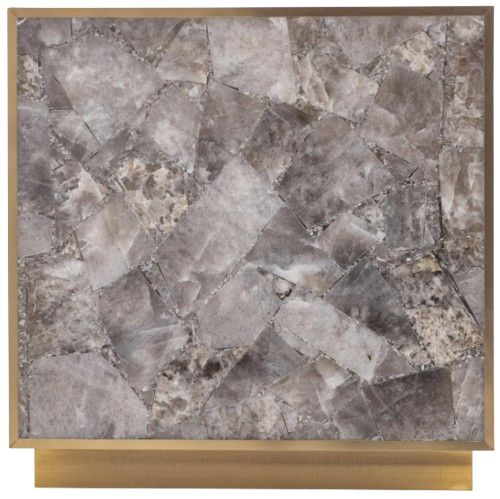Bernhardt Tildon Bernhardt Interiors Smoky Quartz Side Table with Aged Brass Base-3
