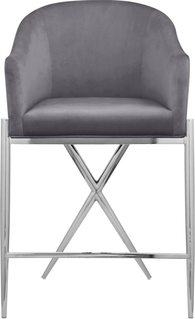 Meridian Furniture Xavier Gray/Chrome Velvet Counter Stool-2