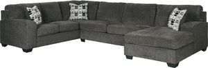 Signature Design by Ashley® Ballinasloe 3-Piece Smoke Right-Arm Facing Chaise Sectional