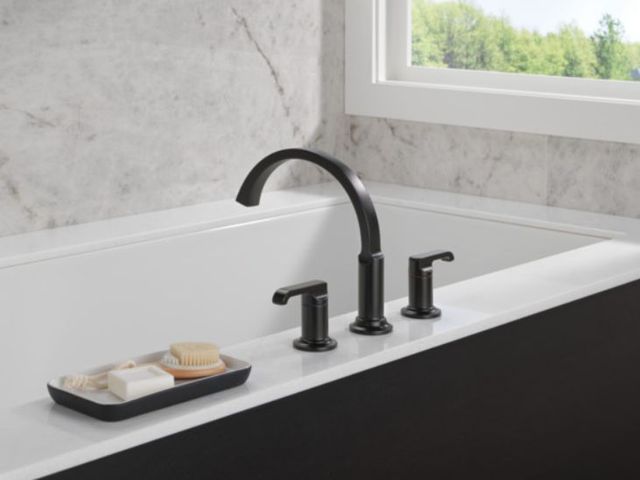 Delta Tetra® Matte Black Roman Tub Trim-1