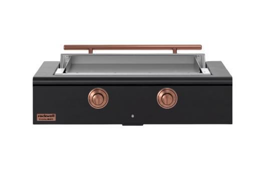 Caliber™ Rockwell Social 42" Matte Black Built-In Natural Gas Outdoor Griddle with Copper Hardware-0