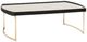 Michael Amini® Lisbon Mirrored Silken Matte Black Cocktail Table with Gold Base-0