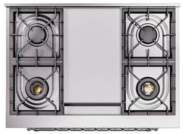 Ilve® Nostalgie II Noblesse 36'' Custom RAL Color Pro Style Dual Fuel Range with Chrome Trim-2