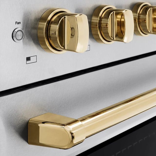 ZLINE Autograph Edition Paramount 24" Satin Stainless Steel Pro Style Induction Range with Polished Gold Accents-3