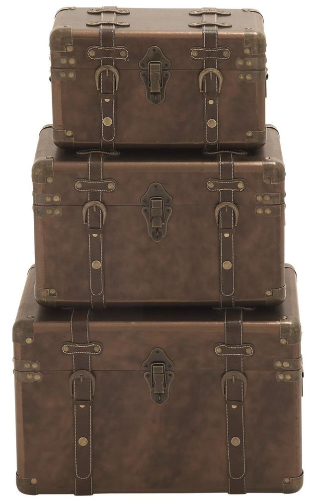 Deco Marche 3-Piece Brown Nesting Trunk Set-0