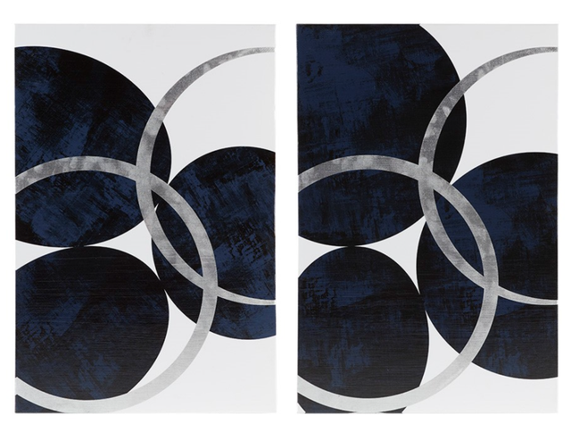 Olliix by INK+IVY Celestial Orbit Navy Gel Coated and Silver Foil Canvas-0