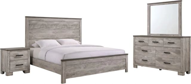 Elements International Millers Cove 4-Piece Gray King Panel Bedroom Set-0