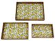 A & B Home 3-Piece Brown/Green/White/Yellow Rectangular Tray Set-1