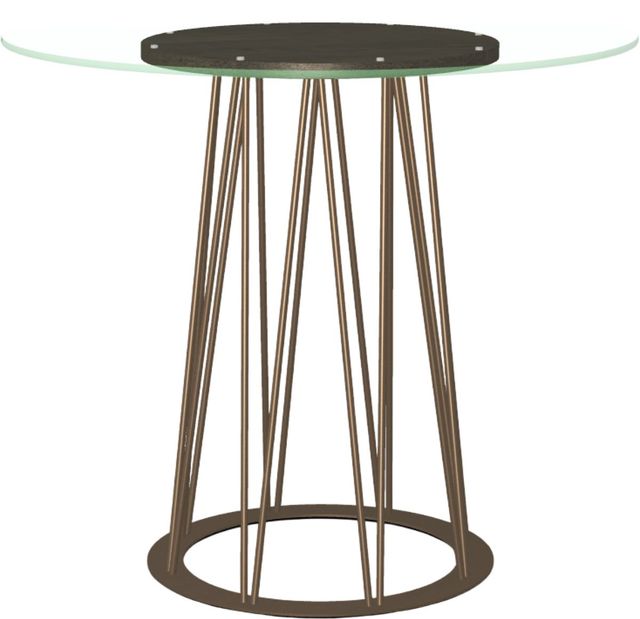 Amisco Customizable Calypso 42" Round Pub Counter Height Table with 0.5" Clear Glass/Birch Veneer Top-0