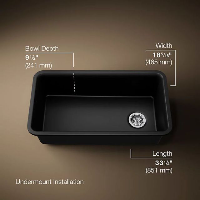 KOHLER® Cairn® Matte Black 34" Undermount Single-Bowl Kitchen Sink-2