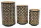 A & B Home Helena 3-Piece Matte Black/Gold Pierced Lantern Set-0