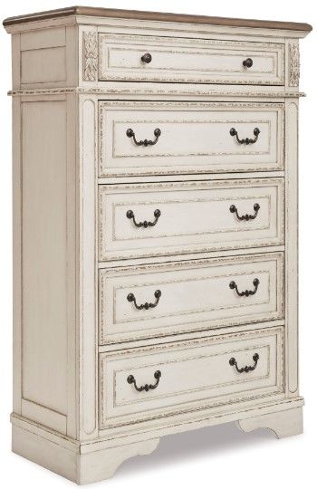 Signature Design by Ashley® Realyn 4-Piece Chipped White King Upholstered Bed Set-3