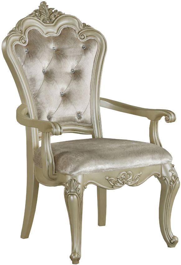 New Classic® Home Furnishings Monique Champagne/Silver Dining Arm Chair-0