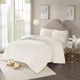 Olliix by Madison Park Ivory Full/Queen Laetitia Tufted Cotton Chenille Medallion Duvet Cover Set-3