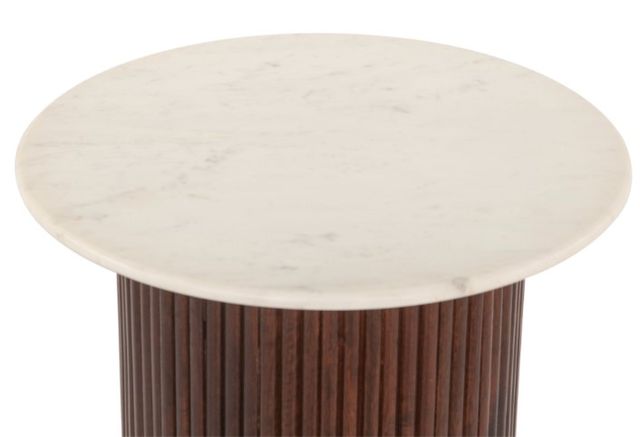 Home Trends & Design Amalfi White End Table with Vintage Brown Base-1