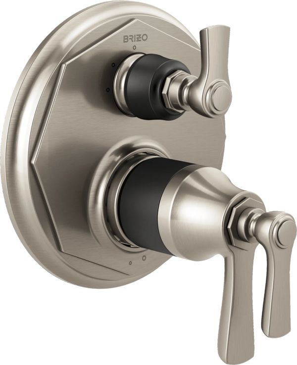 Brizo Rook® Brilliance® Luxe Nickel® TempAssure Thermostatic Valve with 3-Function Diverter Trim Only-0