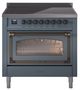 Ilve® Nostalgie II Noblesse 36'' Blue Gray Pro Style Induction Range with Burnished Trim-0