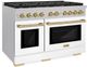 ZLINE Autograph Edition Paramount 48" Satin Stainless Steel Pro Style Dual Fuel Range with White Matte Door and Champagne Bronze Accents-2