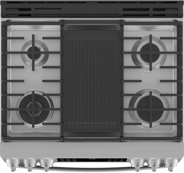 GE Profile™ 30" Fingerprint Resistant Stainless Steel Smart Slide-In Dual Fuel Natural Gas Range with No Preheat Air Fry and Convection-3