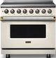 Viking® 5 Series 36" Pure White Pro Style Induction Range with Brushed Brass Trim-0