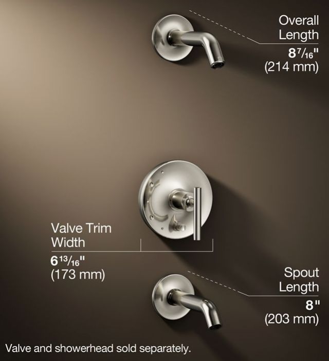 KOHLER® Purist® Rite-Temp® Vibrant Polished Nickel Bath and Shower Trim Kit with Push-Button Diverter and Lever Handle-2