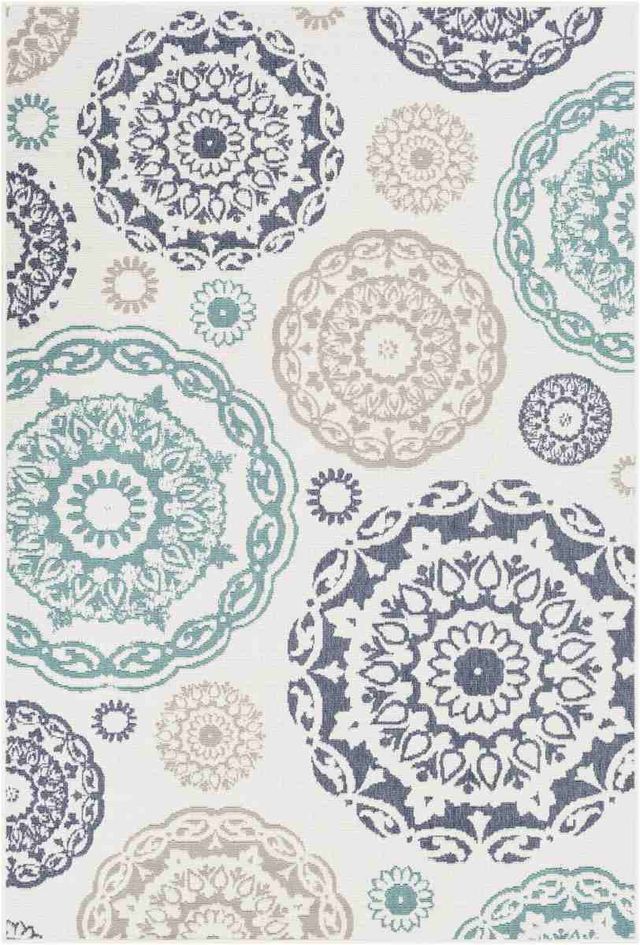 Surya Alfresco Teal/Navy/White/Taupe 5'x8' Area Rug-0