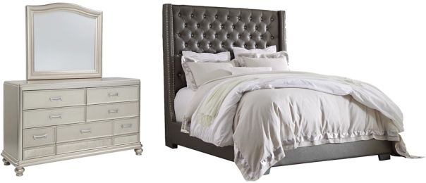Signature Design by Ashley® Coralayne 3-Piece Gray California King Upholstered Bed Set-0