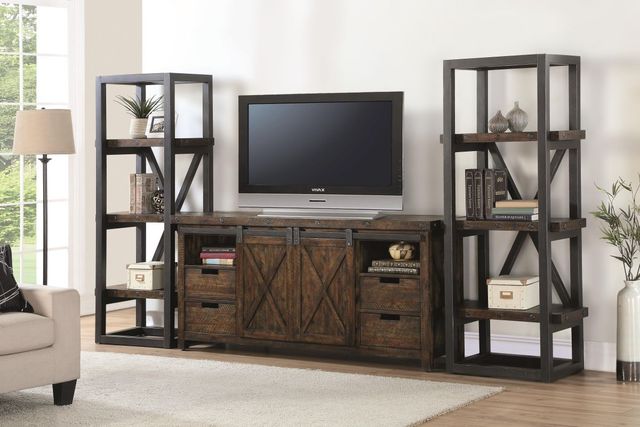 Flexsteel® Carpenter Black/Rustic Light Brown Side Pier-2