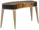 Michael Amini® Malibu Crest Crotch Mahogany Vanity Desk with Burnished Gold Legs-0