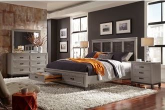 Aspenhome® Hyde Park Gray Paint Queen Storage Footboard-3