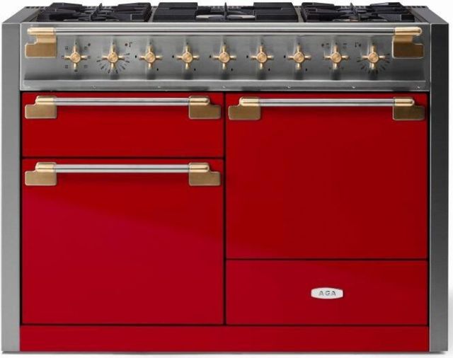 AGA™ Elise Series 48" Stainless Steel Pro Style Dual Fuel Range with Piccadilly Red Door-0