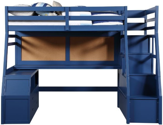 ACME Furniture Jason II Navy Blue Twin Loft Bed with Storage Wood s Furniture