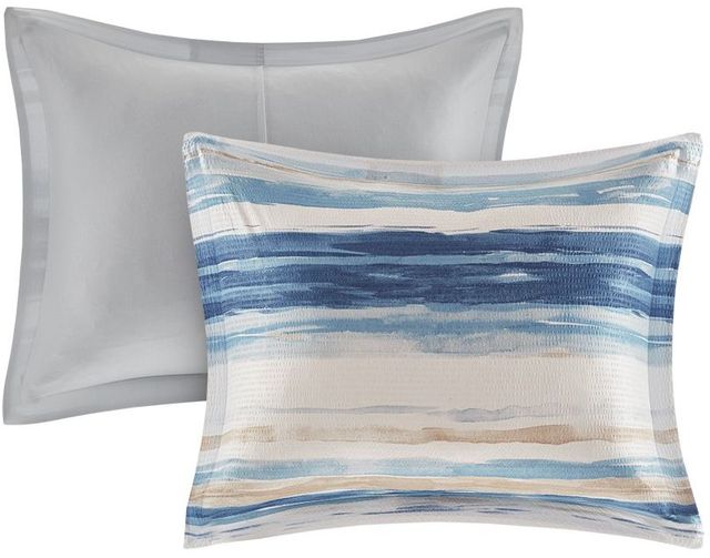 Olliix by Madison Park 8 Piece Blue King/California Marina Printed Seersucker Comforter and Coverlet Set Collection-2