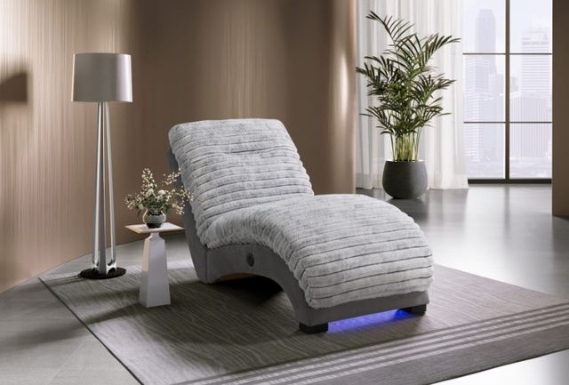 Global Furniture USA Dominic Gray/Nickel Chaise Lounger with USB-1