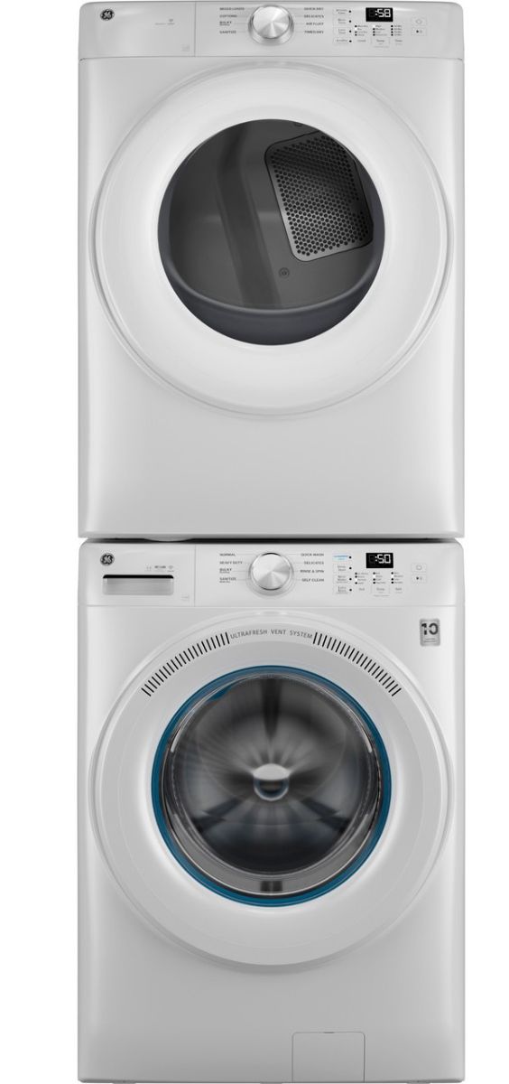 GE® White Front Load Washer & Electric Dryer Laundry Pair-1