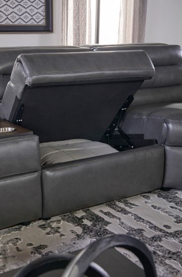 Hughes Furniture® 53016 6-Piece Tanner Iron L-Shape Power Reclining Sectional-3