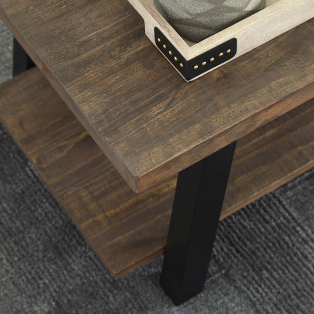 Signature Design by Ashley® Chanzen Brown Coffee Table with Black Metal Legs-3